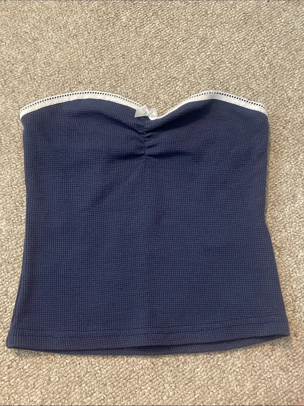 Edikted Navy Tube Top with White Trim